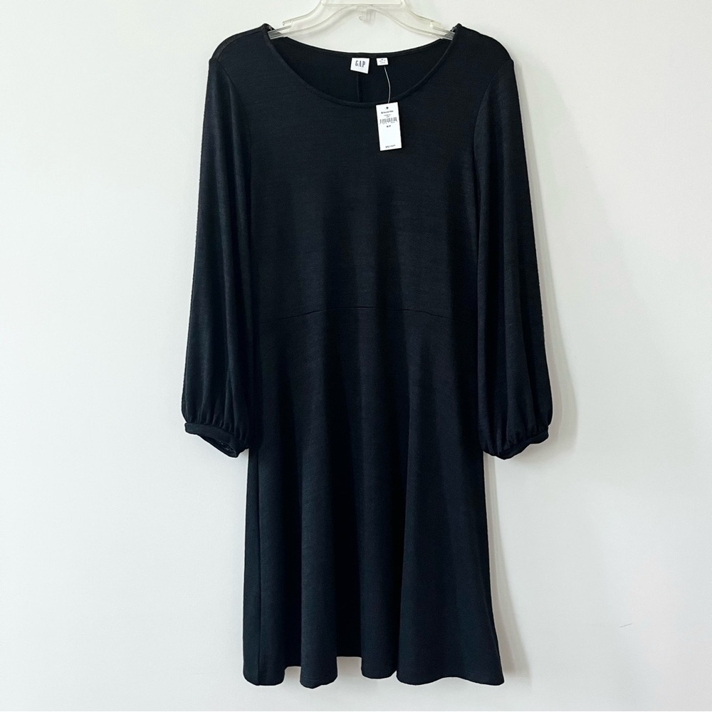 GAP A-Line Scoopneck Flare Sweater Dress - (NWT) - Black - Sz. Petite Medium